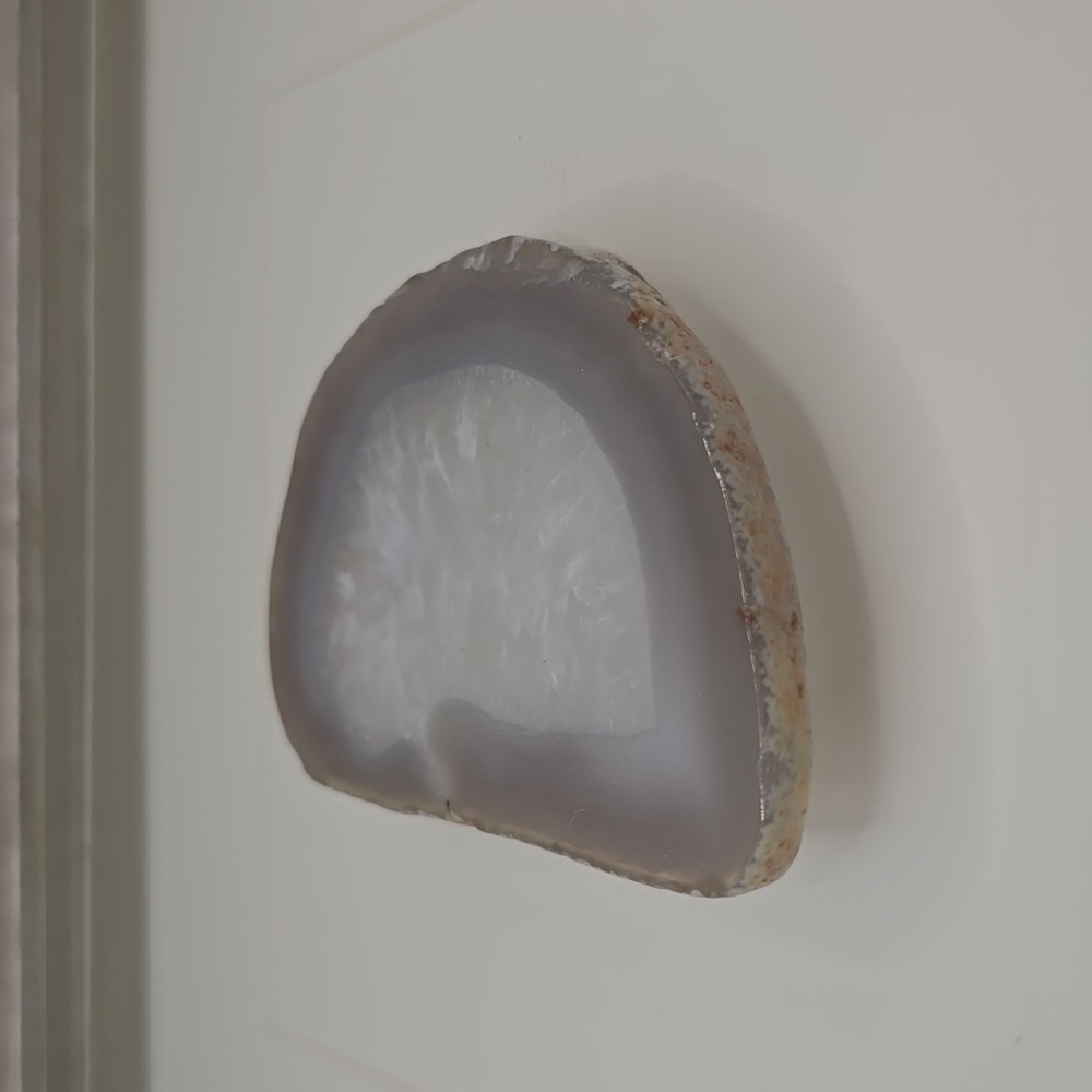-Set- Natural Geode Agate Art Modern Decor Shadow Box Frame Glass Inlay Minerals - Picture 3 of 11